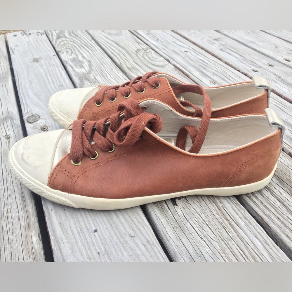 Boden Brown Leather Lace Up Low Top Sneakers size 41 EUR 9.5 US Women’s